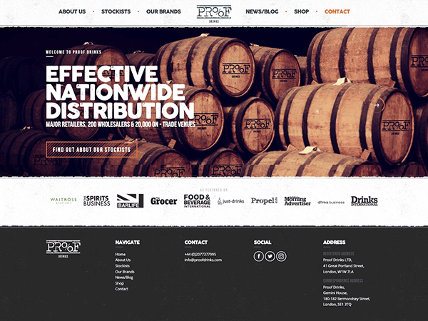 A website design for a bourbon company.