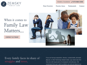Zemsky family law website design.