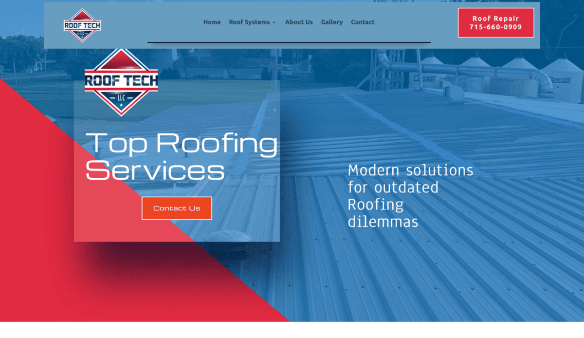 Roof Tech: A well-crafted website design for a roofing company.