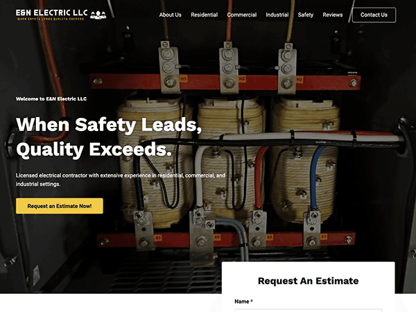 A website showcasing the expertise and services of E & N Electric, specializing in all things wires.