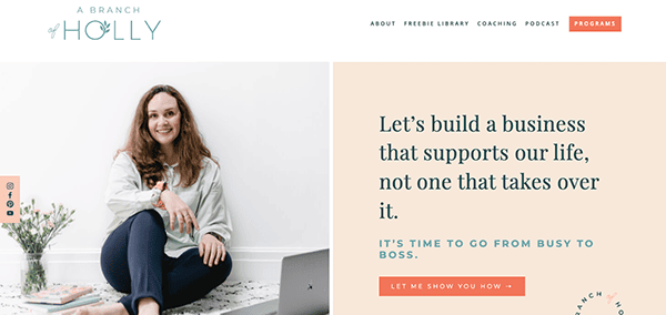 Holly business website design.