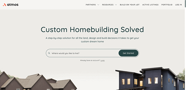 A website with the words custom homebuilding solved.