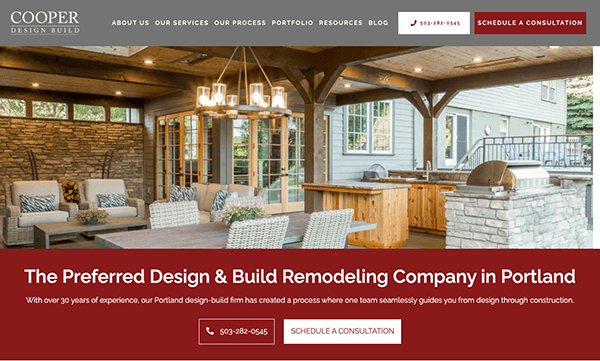 The website for copper construction company in portland, oregon.