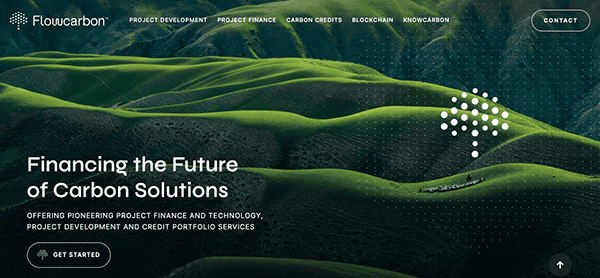 A website with the words carbon solutions financing the future of carbon solutions.