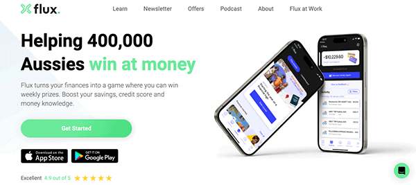 A mobile website with the words flix helping australians win money.