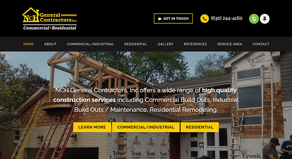 A website design for a construction company.