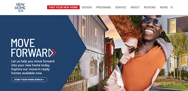 A website with the words move forward and a picture of a man and woman.