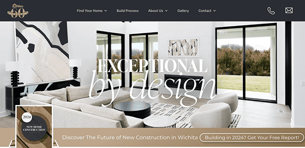 The homepage of a home design website.