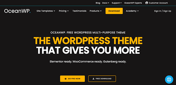 Oceanwp wordpress theme that gives you more.