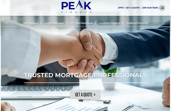 A website design for peak mortgage professionals.