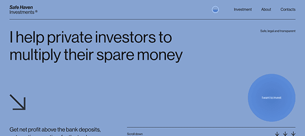 A website with the words help private investors to multiply their spare money.