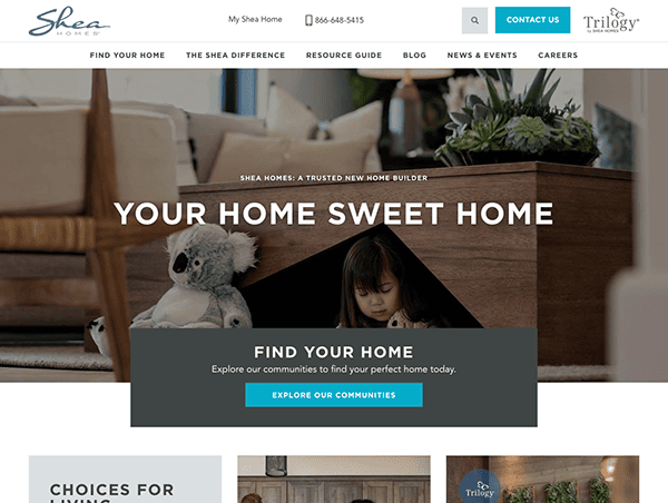 A home sweet home website design.