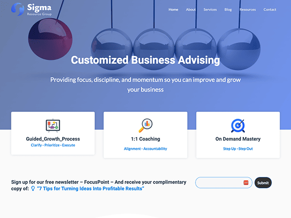 Custom business advising wordpress theme.