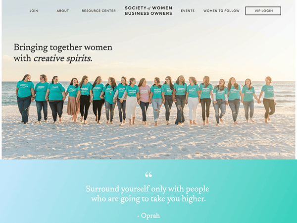 A website for a group of women on the beach.