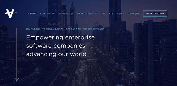 A website with the words empowering enterprise software companies advancing our world.