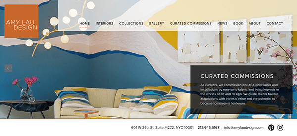A website design for an interior design company.