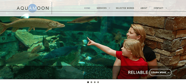 A woman and child observing fish in an aquarium exhibit.