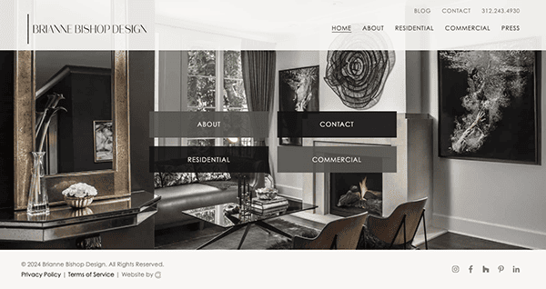 A website design for a luxury interior design company.