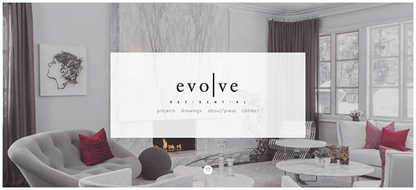 Evolve interiors - website design.