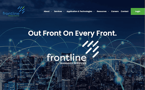 The frontline website with the words front on every front.