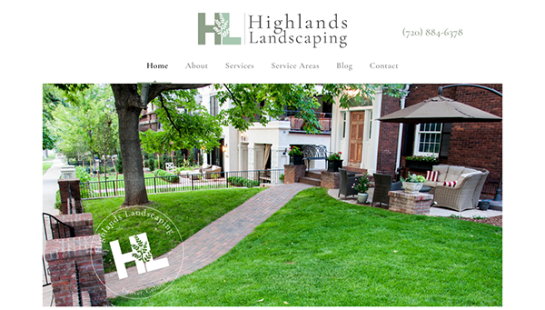 Highlands landscaping website design.
