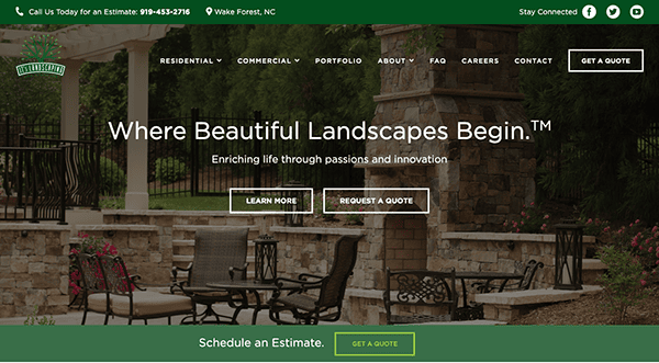 A website design for a landscaping company.