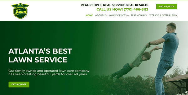 Atlanta lawn service website design.