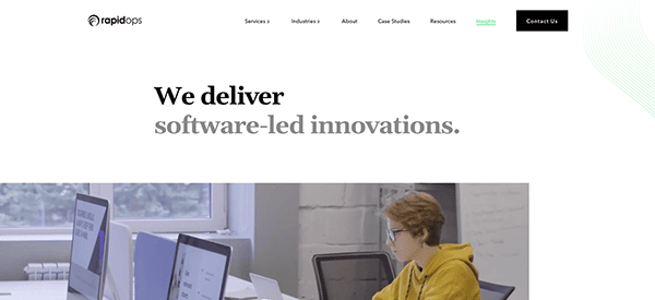 A website design for a software company.