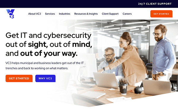 A website with the words it and cyber security out of mind.