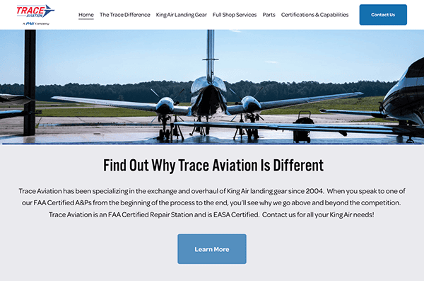 Aircraft on a runway flanked by helicopters at trace aviation, showcasing the company's focus on servicing and overhauling king air landing gear.