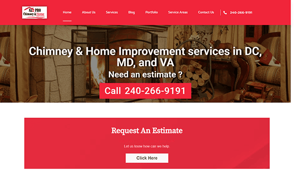 Welcome to Pro Chimney & Home, your top choice for chimney cleaning and home improvement in DC, MD, and VA. Explore our website featuring an inviting fireplace image. Call us at 240-266-9191 for estimates from the best chimney cleaner in the region.