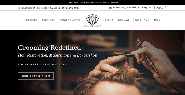 Discover the best barber shop experience with our premier grooming service, offering top-notch hair restoration and barbershop services. Visit our stylish locations in Los Angeles and New York City or explore our user-friendly barber shop website for contact details.