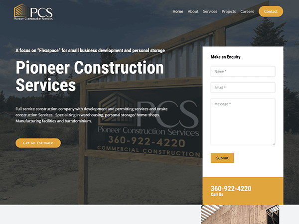Welcome to the Pioneer Construction website, where you can explore our top-notch construction services, efficient permitting solutions, and versatile storage options. Connect with us via our contact form or phone number for exceptional service at every project site.