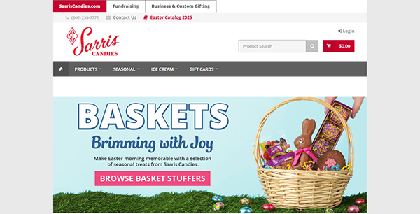 Explore the Sarris Candies website to discover delightful Easter basket stuffers. Dive into a basket brimming with chocolates and treats from one of the best candy websites around.