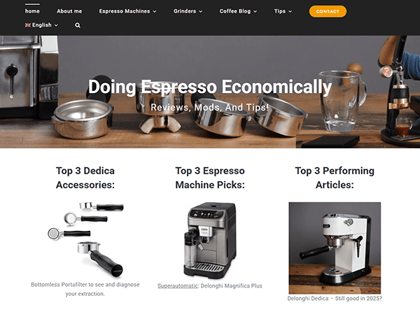 Explore our website dedicated to espresso machines, with a focus on economical options. Discover sections for accessories, machine picks, and top articles. Get inspired by the best cafe websites to enhance your coffee experience.