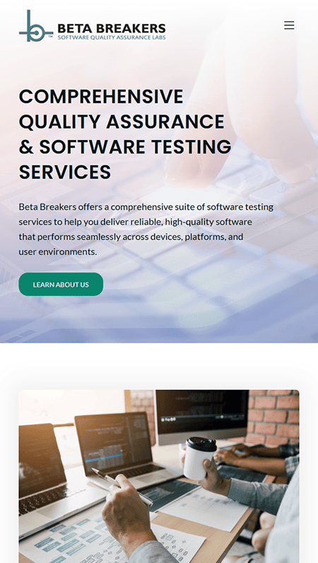 Website screenshot showcasing Beta Breakers' process management software features, customer testimonials, and a call-to-action section, highlighting its efficiency, convenience, and user-friendly design.