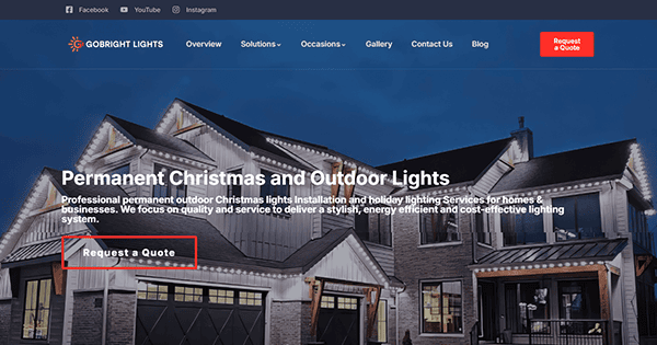 Welcome to GoBright Lights, one of the best holiday light websites. Explore our permanent Christmas and outdoor lighting solutions, perfect for creating stunning holiday light displays. Ready to transform your space? Click "Request a Quote" now!.