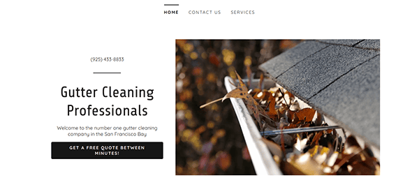 Discover our top-notch gutter cleaning service on the Best Gutter Cleaner website. View an image of a leaf-filled gutter, and easily contact us for more info. Click the buttons for a free quote today!.