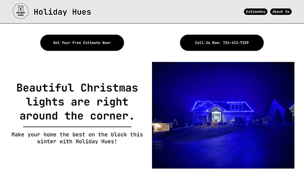 Holiday Hues showcases stunning house displays with blue Christmas lights, offering the best holiday light installation services. Visit our website for dazzling inspiration and contact us for a personalized estimate.