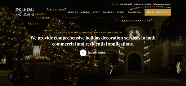 Welcome to Jingle Bell Lights, your go-to for the best holiday lights and decoration services. Our festive designs transform homes into winter wonderlands. Explore "About Us," "Events," "Design," or "Request an Estimate" to light up your season with the finest holiday light installation services.