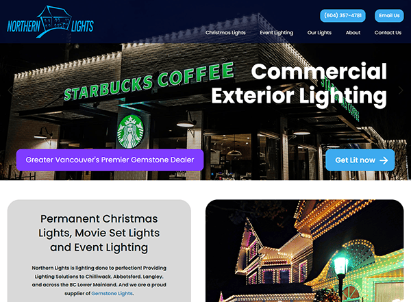 Welcome to Northern Lights, your go-to destination for commercial exterior lighting. Explore our stunning images of illuminated buildings and discover why we're among the best holiday light installation websites. We offer permanent Christmas and event lighting services in Greater Vancouver.