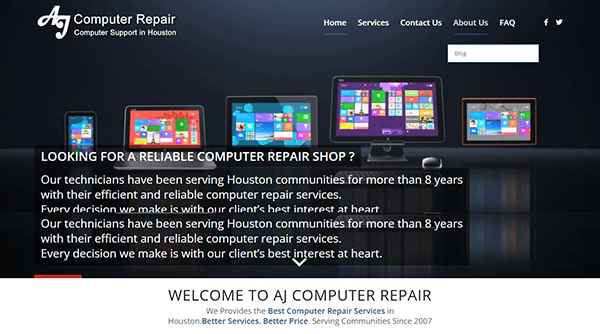 Welcome to AJ Computer Repair's homepage, where you'll find the best computer repair services in Houston. Since 2007, we've been the go-to experts for reliable solutions, ensuring your devices function flawlessly. Discover why our experience sets us apart in the world of websites and tech support.
