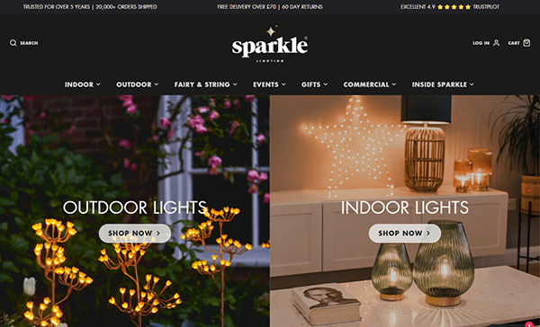 Discover the Sparkle Lighting homepage, featuring both outdoor and indoor light collections. Explore our best holiday lights selection and effortlessly shop each category. Brighten up any space with ease, or find inspiration for your next project from top installation websites.
