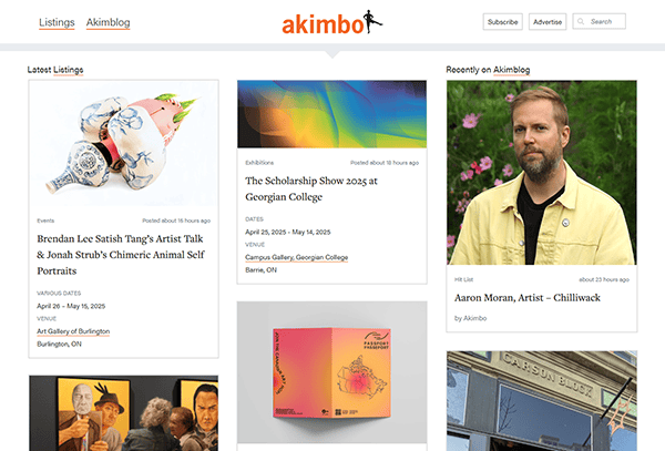 Screenshot of a website featuring art blog posts in a grid layout, showcasing images, article titles, summaries about artists and exhibitions—perfect inspiration for those seeking the best portfolio websites or standout personal portfolio websites.