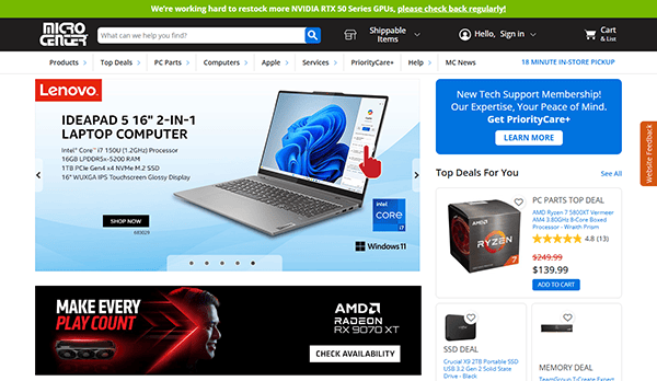 Discover the Lenovo Ideapad 5 on Micro Center's webpage, where you can explore product categories and find offers on AMD Ryzen processors. Check out our priority care plan banner for maintenance tips and visit top laptop repair websites to keep your device in perfect shape.