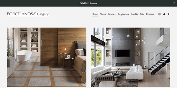 Split-screen image showing a modern bathroom with a freestanding tub and a contemporary living room with a staircase; both showcase elegant tile flooring inspired by trends from the best tile websites.
