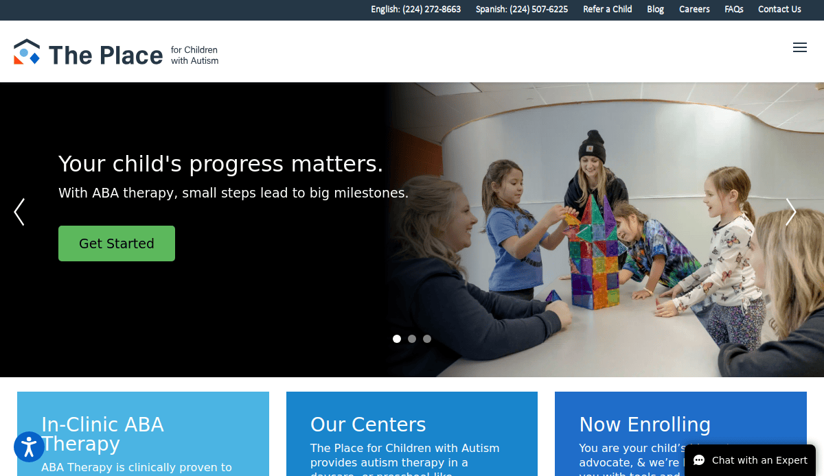 A group of children sits around a table playing with colorful blocks while an adult supervises. The life coach website banner reads, Your childs progress matters. With ABA therapy, small steps lead to big milestones. Let us help you fix setbacks before losing clients.