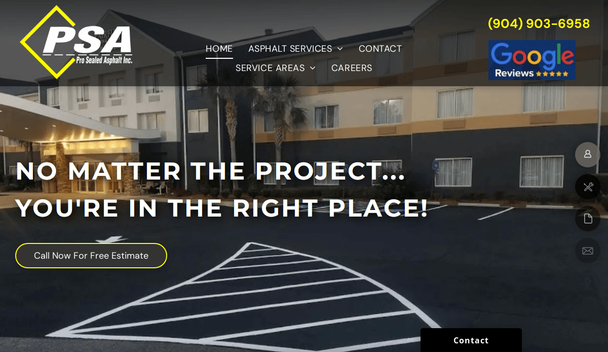 A screenshot of a website showcasing sleek website design for an asphalt contractor that drives results.