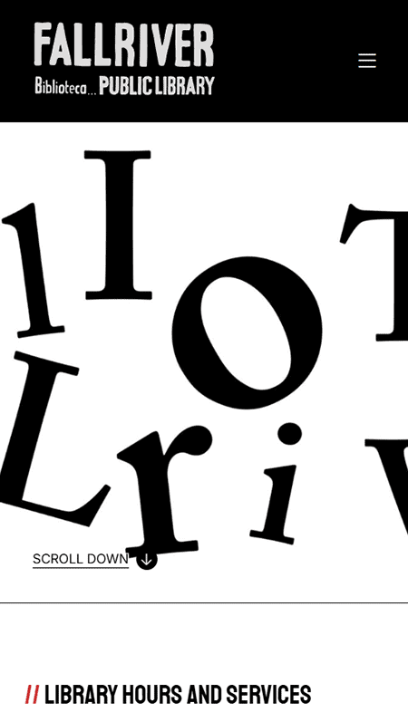 A website page with monochrome photos, text, and headings about the history of basketball at the Fall River Public Library. Topics include the game’s invention, early rules, first basketballs, and founder James Naismith, with vintage images of courts and players.