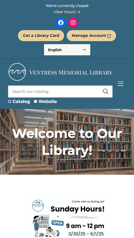 Stay informed with the Ventress Memorial Library newsletter—your go-to source for updates on our free legal clinic, special Sunday hours, and access to digital resources like hoopla, Kanopy, and Consumer Reports. Discover upcoming events, explore new kids’ books, join reading challenges, and find all our contact details. Presented in a clean blue, gray, and white color scheme for easy browsing.